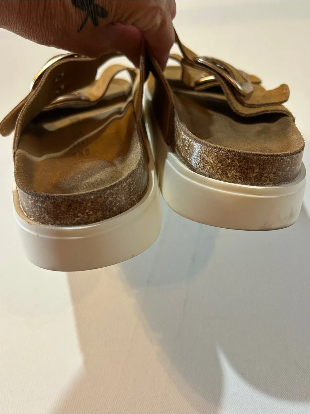 Project Cloud Tan Suede Double Buckle Comfort Slide Sandals Women’s Size 10